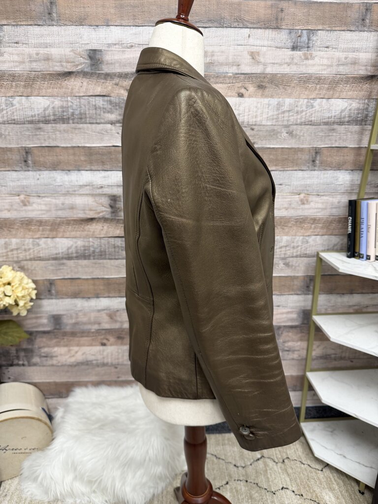 Bernardo Bronze Leather Single Button Blazer