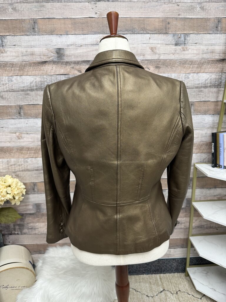 Bernardo Bronze Leather Single Button Blazer