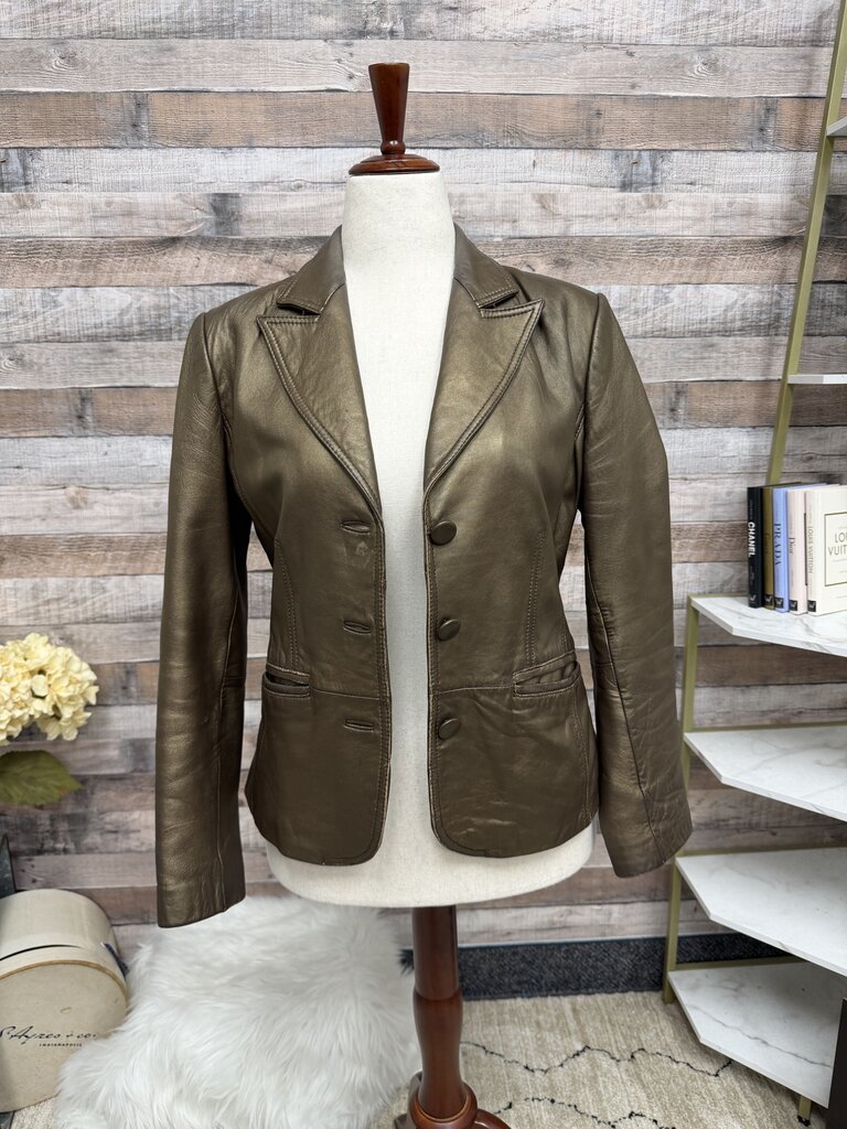 Bernardo Bronze Leather Single Button Blazer