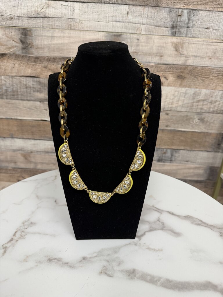 Ann Taylor Tortoiseshell Lemon Rhinestone necklace