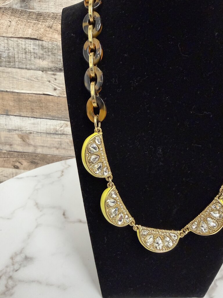 Ann Taylor Tortoiseshell Lemon Rhinestone necklace