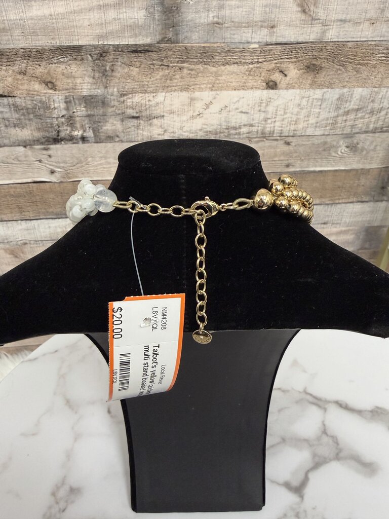 Talbot's yellow/gold/white multi stand beaded necklace