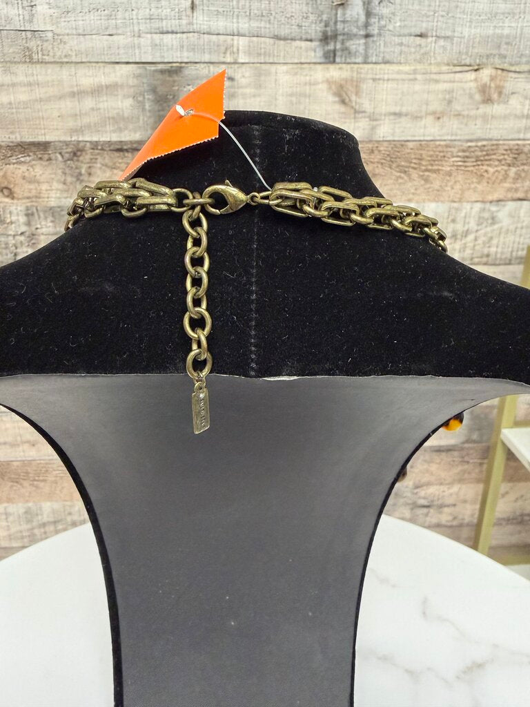 Baublebar tortoiseshell flower necklace with crystal center