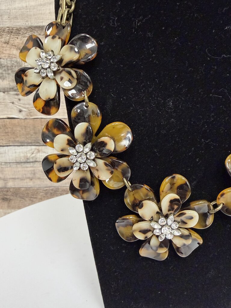 Baublebar tortoiseshell flower necklace with crystal center