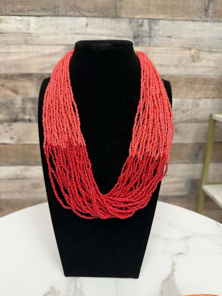 Talbots red/pink beaded multi strand necklace