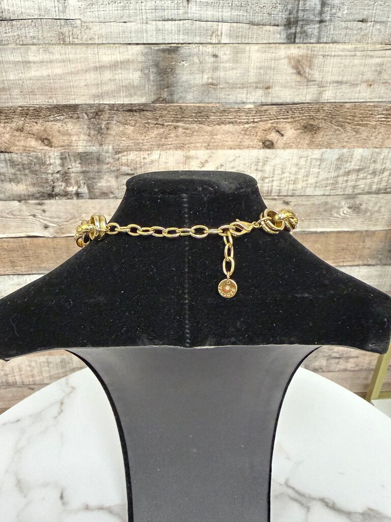 Talbot's black flower necklace with gold chain