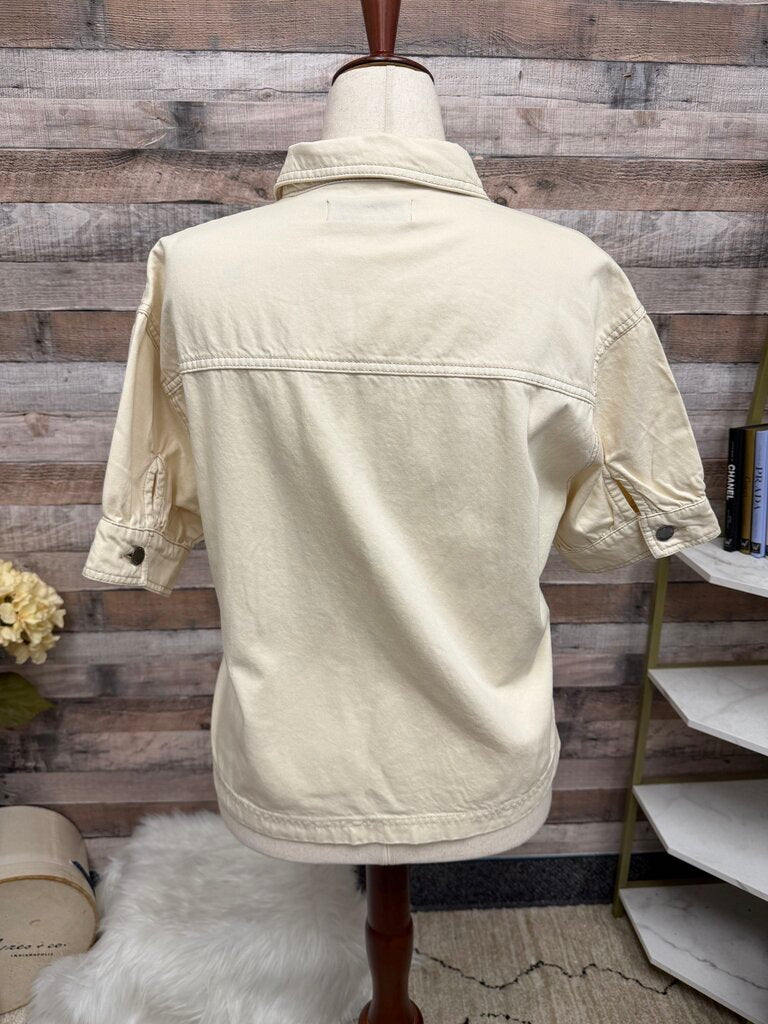 Velvet Heart Denim cream short sleeve collared