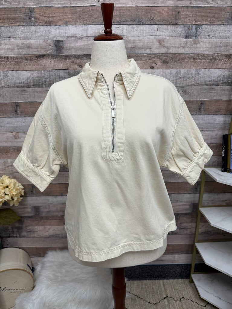 Velvet Heart Denim cream short sleeve collared