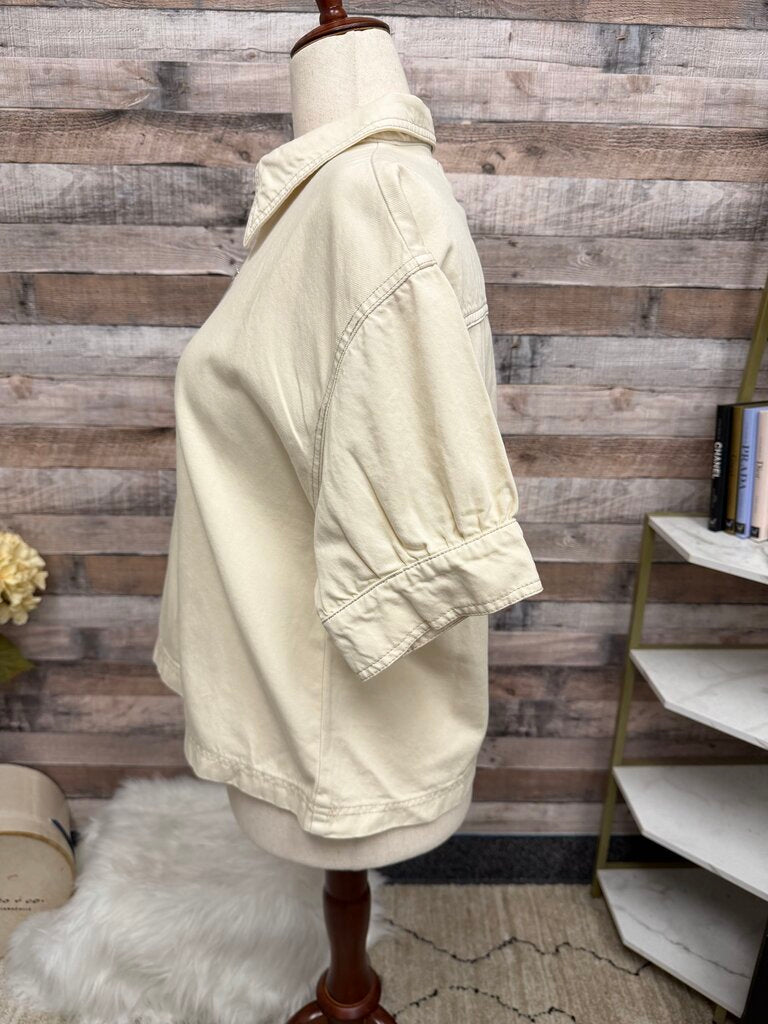 Velvet Heart Denim cream short sleeve collared