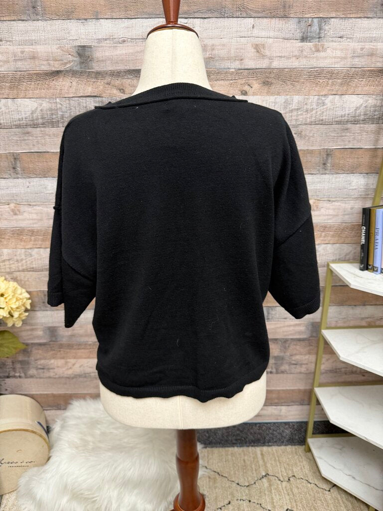 Max Studio black short sleeve sweater