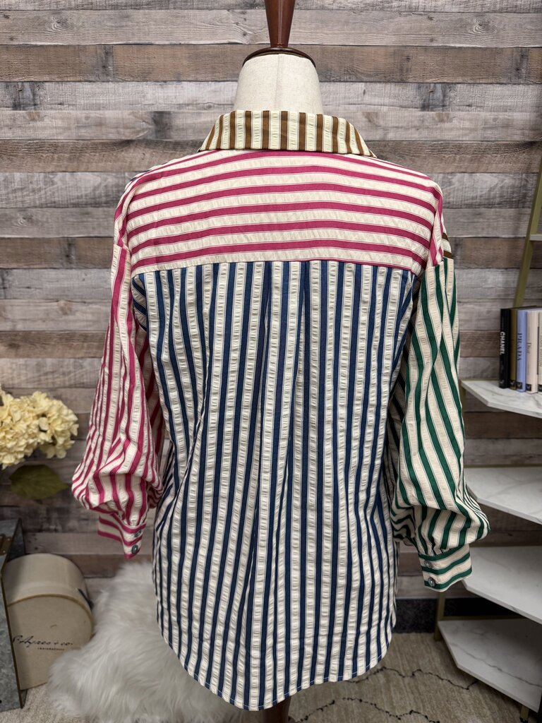 Entro multicolor striped button up blouse