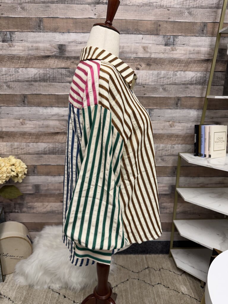 Entro multicolor striped button up blouse