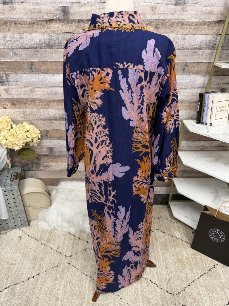 Debbie Katz multi color coral print tunic button dress