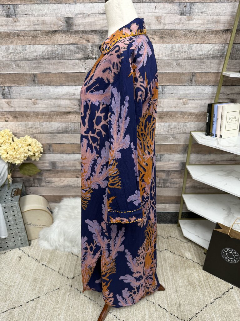 Debbie Katz multi color coral print tunic button dress