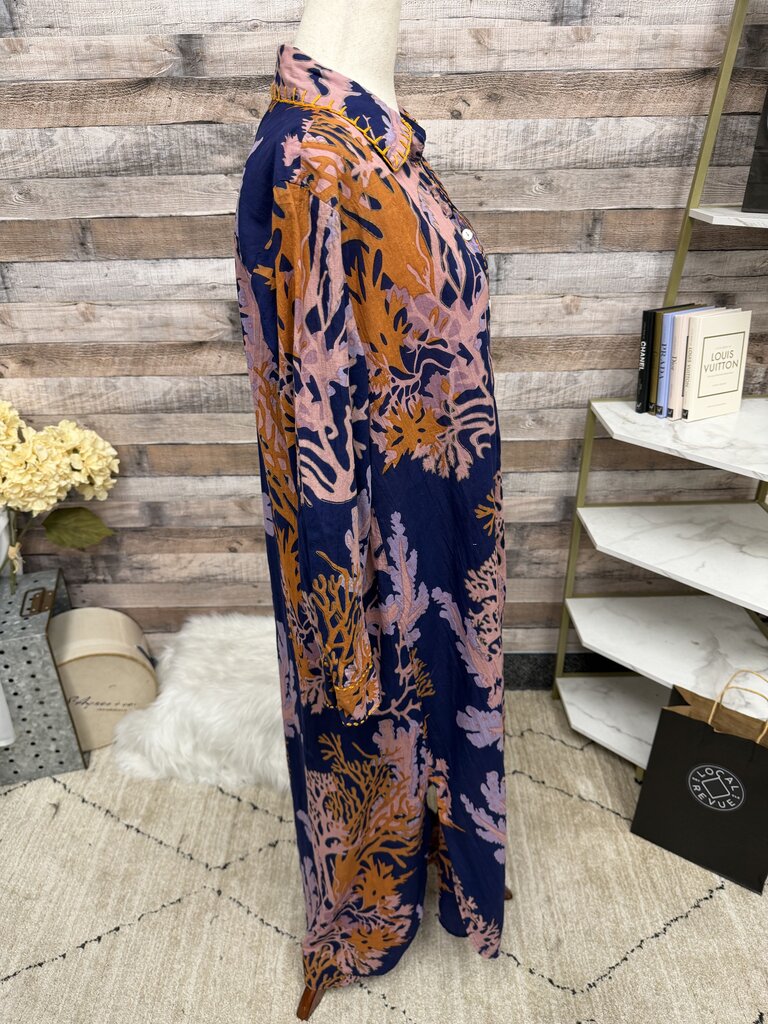Debbie Katz multi color coral print tunic button dress