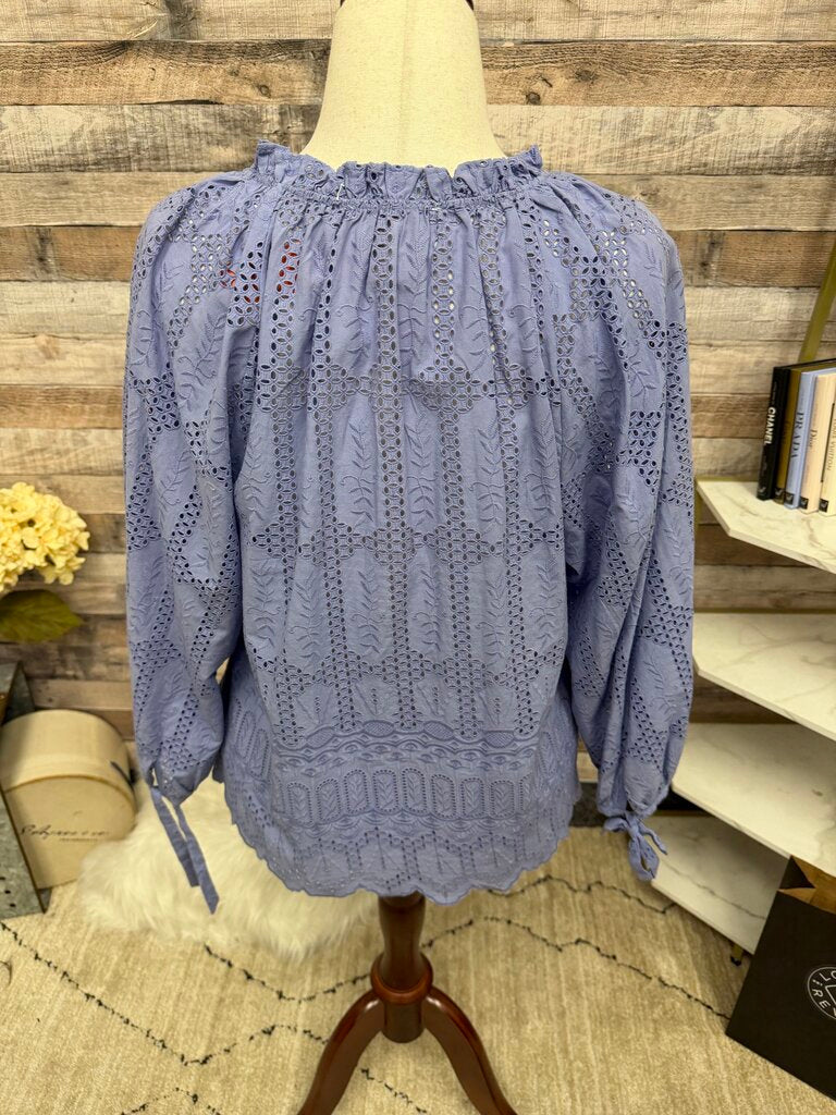 Cleobella purple cotton eyelet embroidered blouse