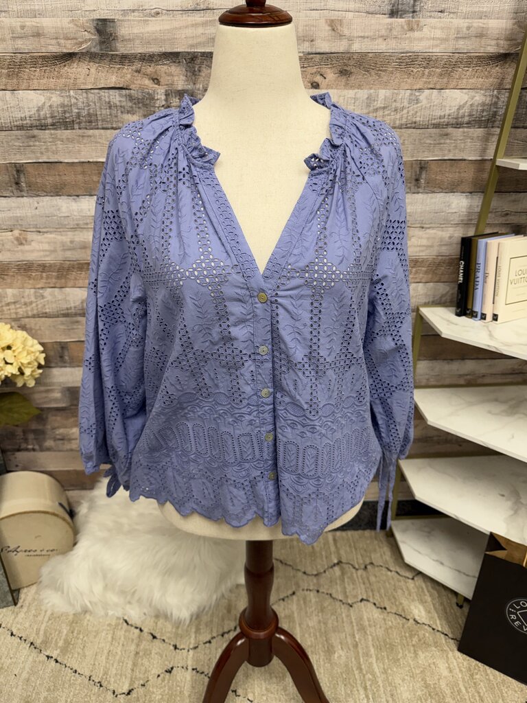 Cleobella purple cotton eyelet embroidered blouse