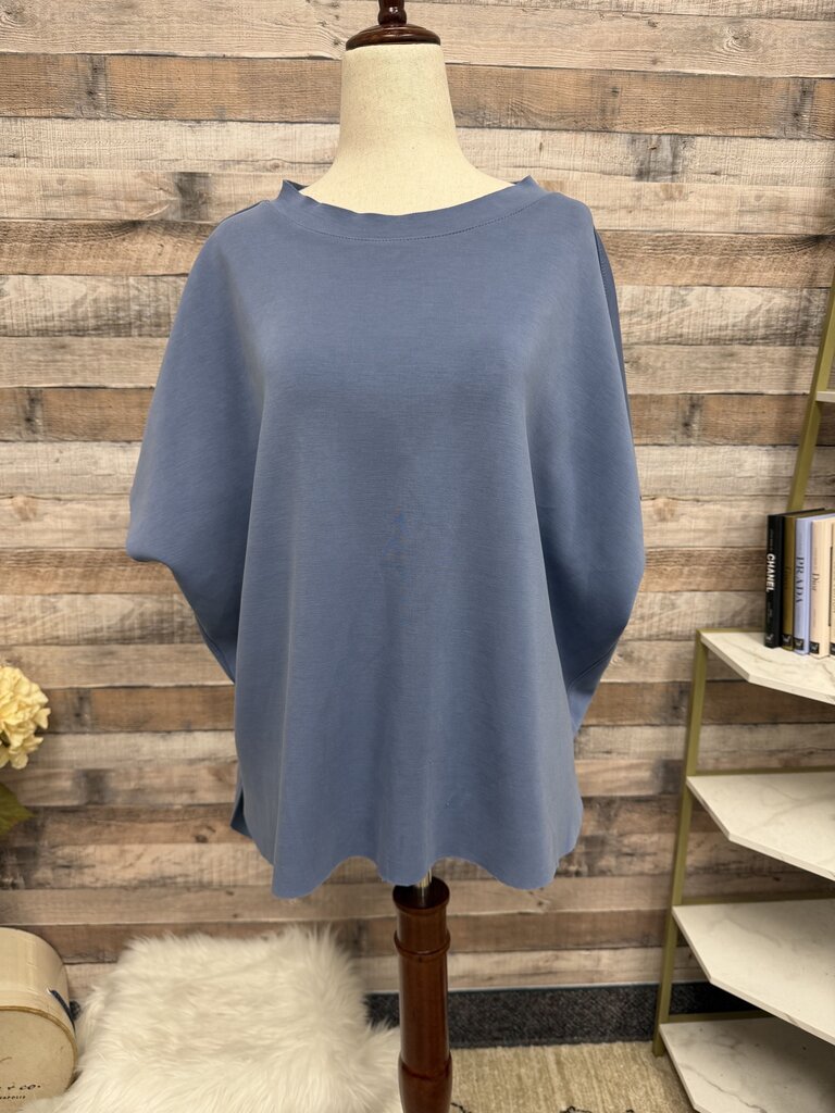 Ariella blue short sleeve sweatshirt t-shirt mock collar