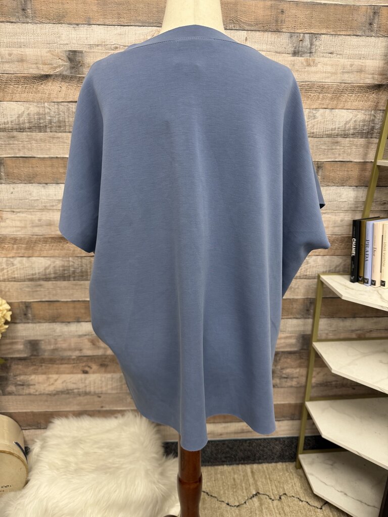 Ariella blue short sleeve sweatshirt t-shirt mock collar
