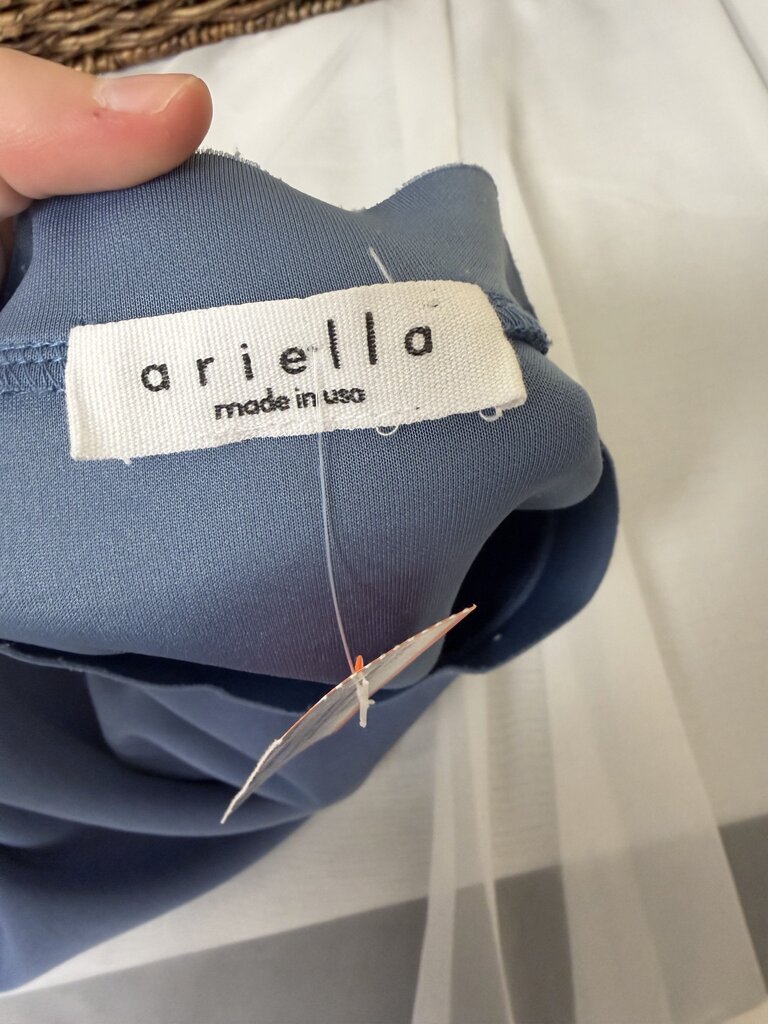 Ariella blue short sleeve sweatshirt t-shirt mock collar