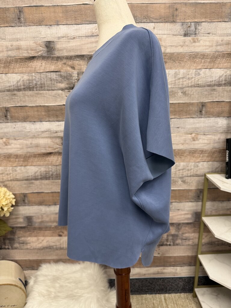 Ariella blue short sleeve sweatshirt t-shirt mock collar