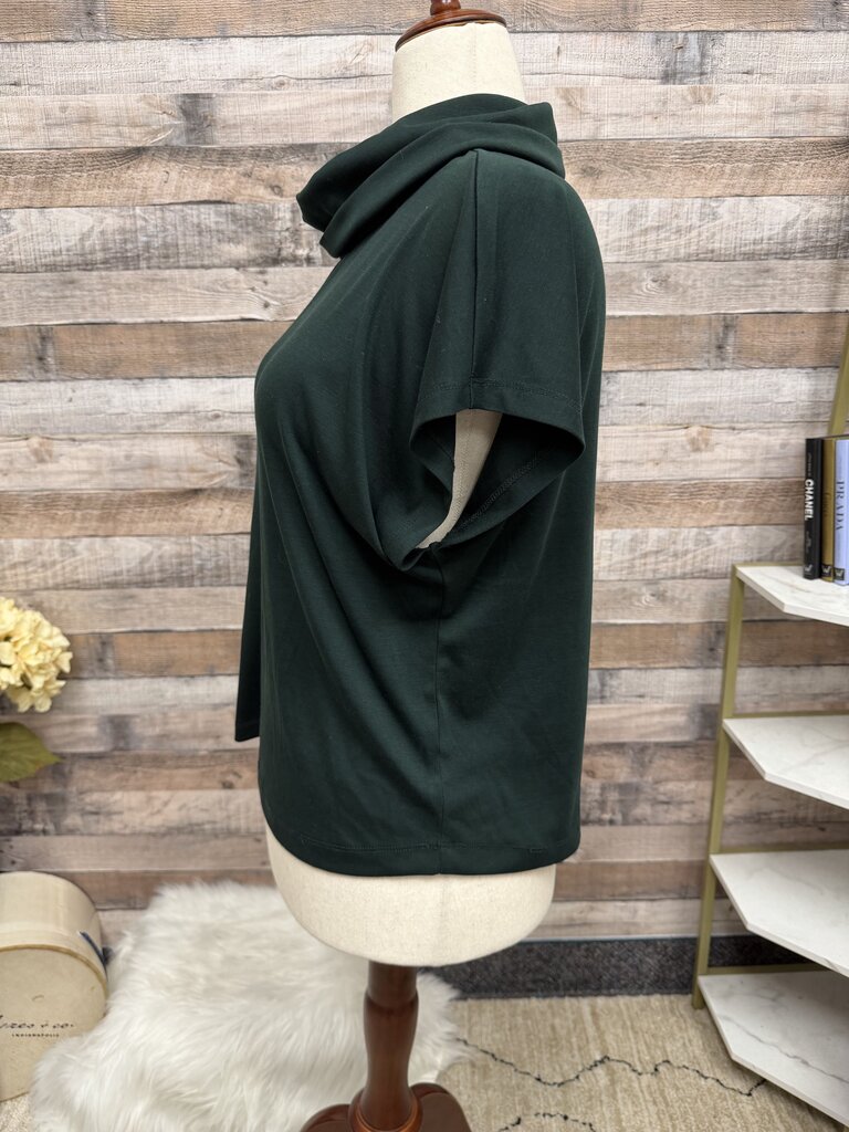 Evereve green short sleeve cowl neck top