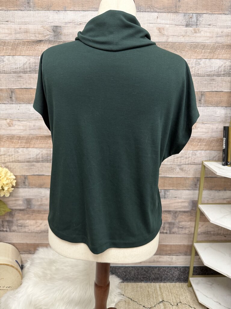 Evereve green short sleeve cowl neck top