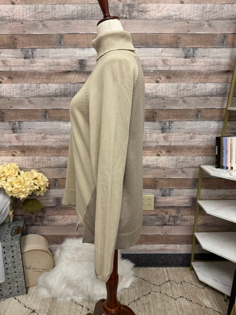 Splendid tan 2-tone turtleneck sweater with slits