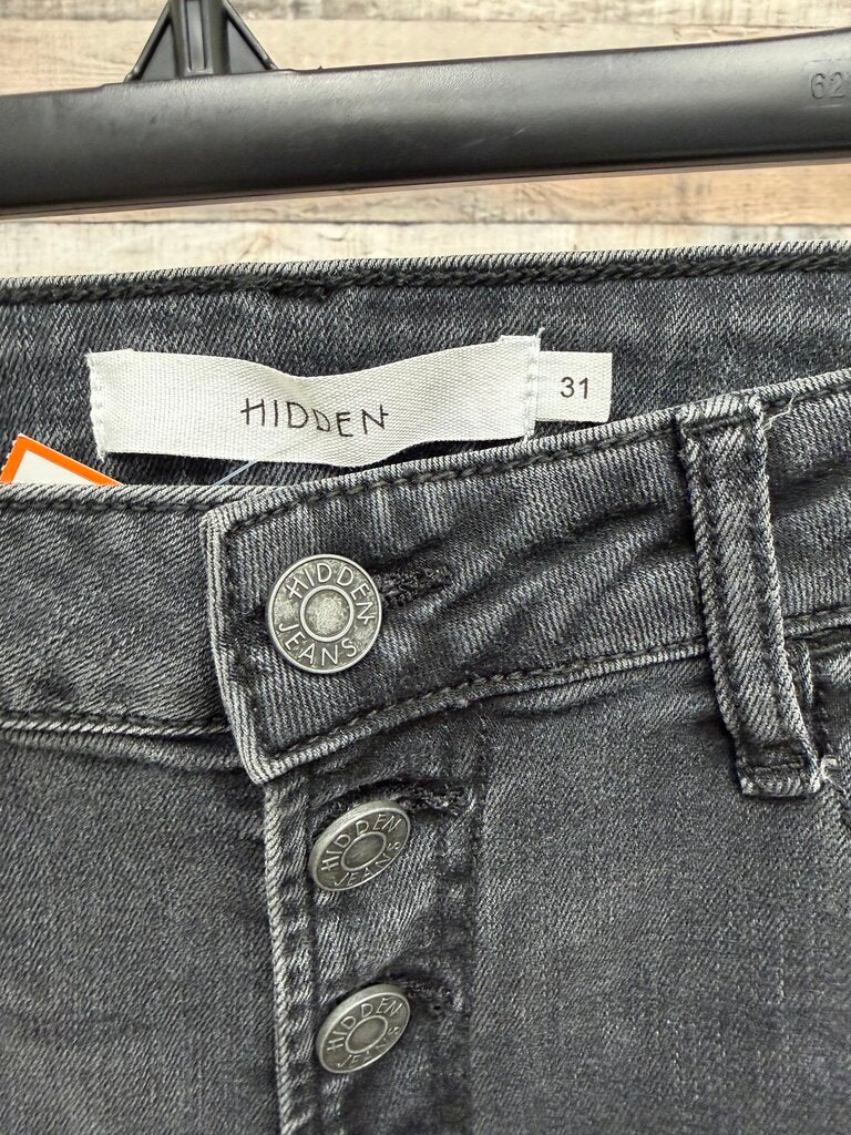 Hidden black wide leg/flare with raw hem jean