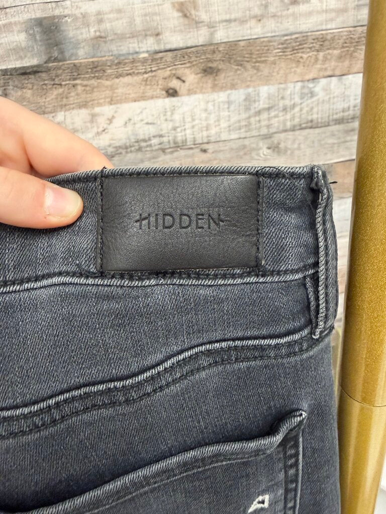 Hidden black wide leg/flare with raw hem jean