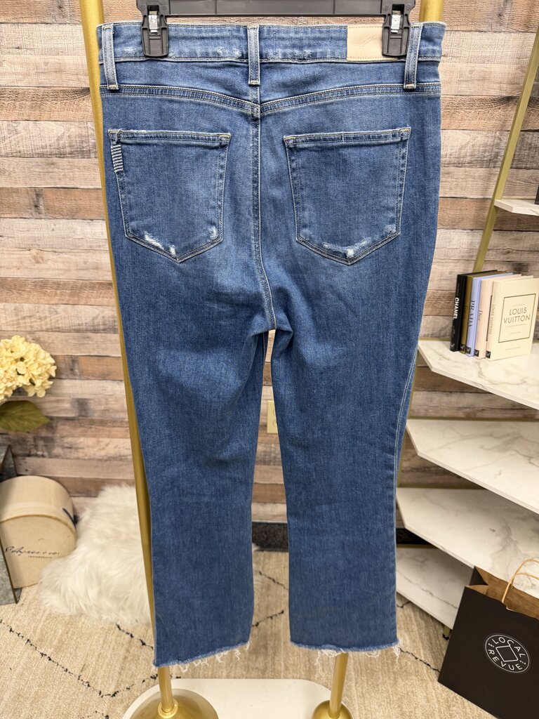 Paige Straight Leg Lt Wash Raw Hem Denim