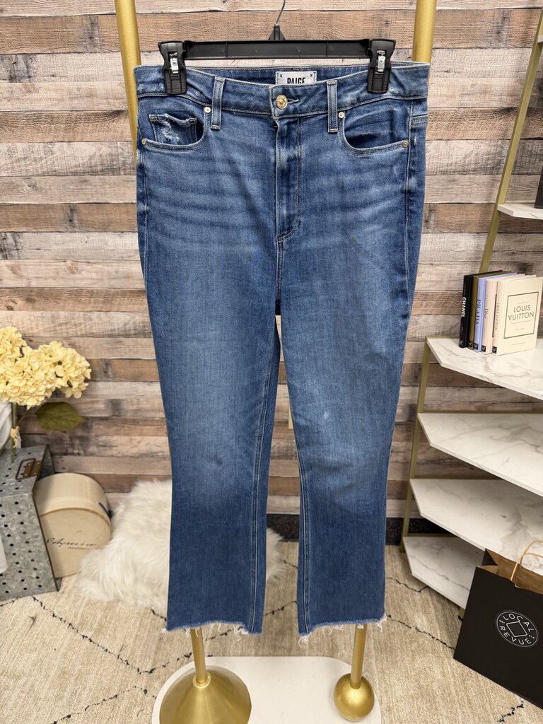 Paige Straight Leg Lt Wash Raw Hem Denim