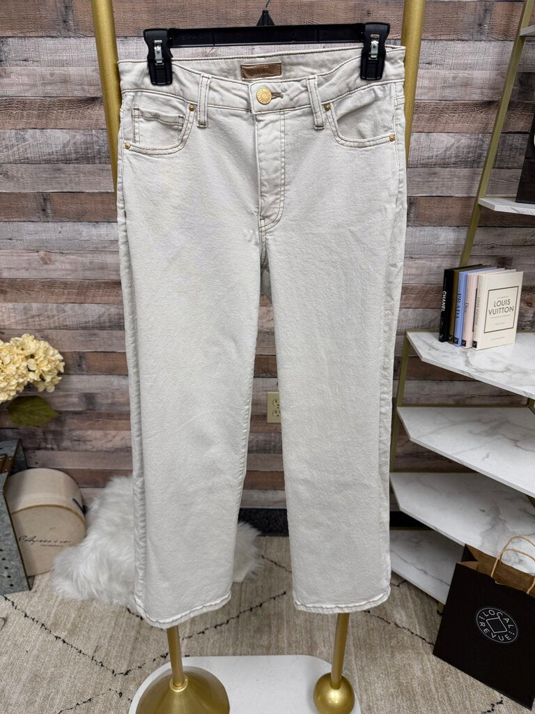 Kut Cream High Rise Cropped Denim