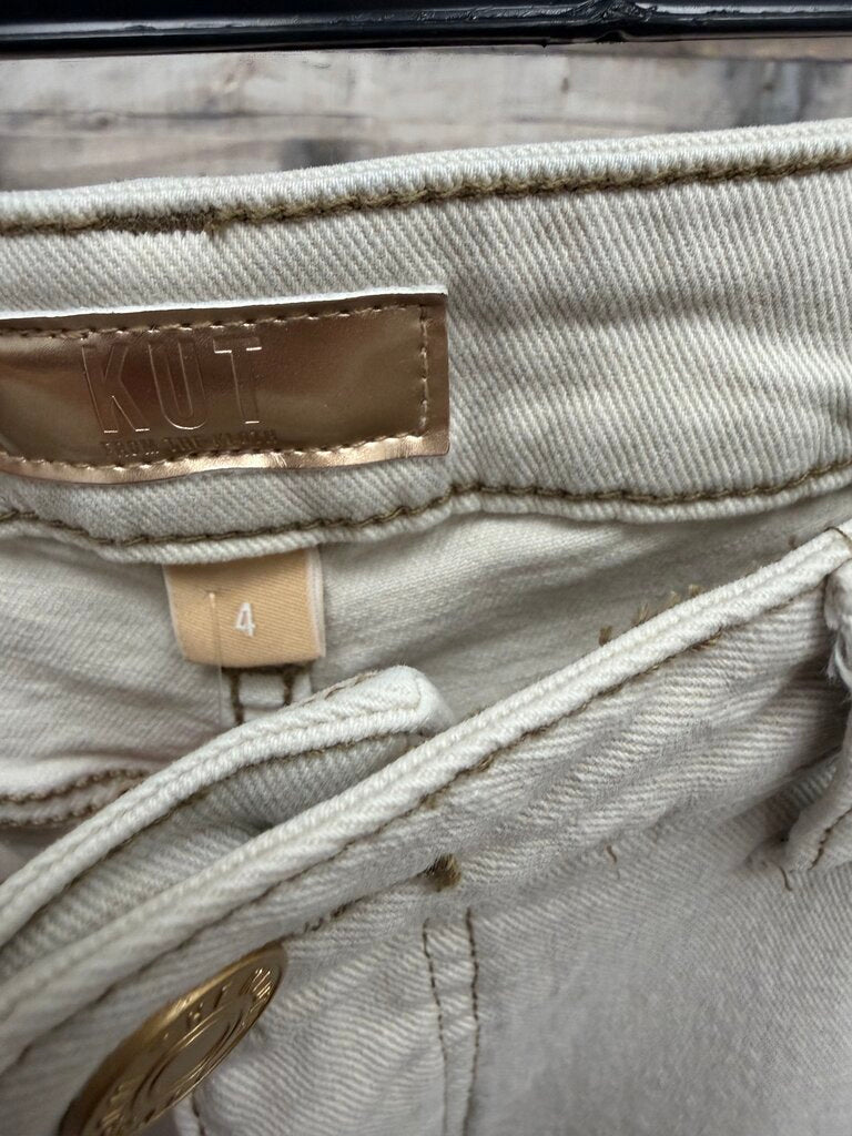 Kut Cream High Rise Cropped Denim