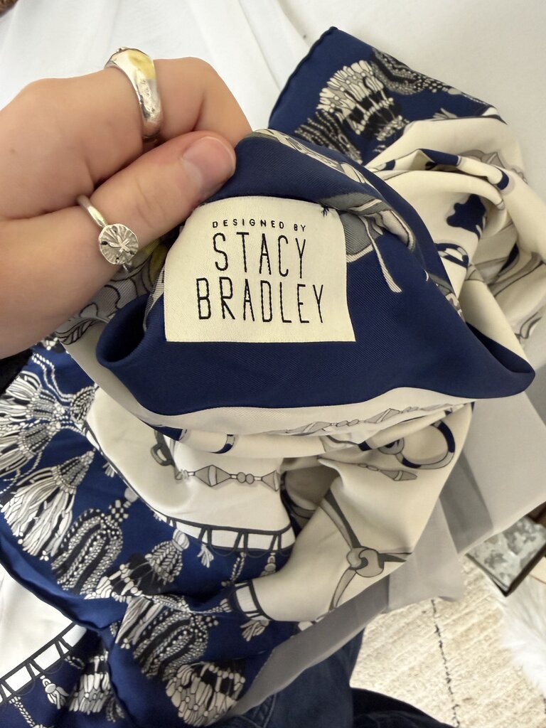Stacy Bradley Navy & Ivory Silver Horse Bit Caftan Blouse