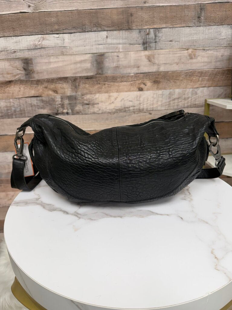Latico Callie Black Pebbled Leather Sling Crossbody