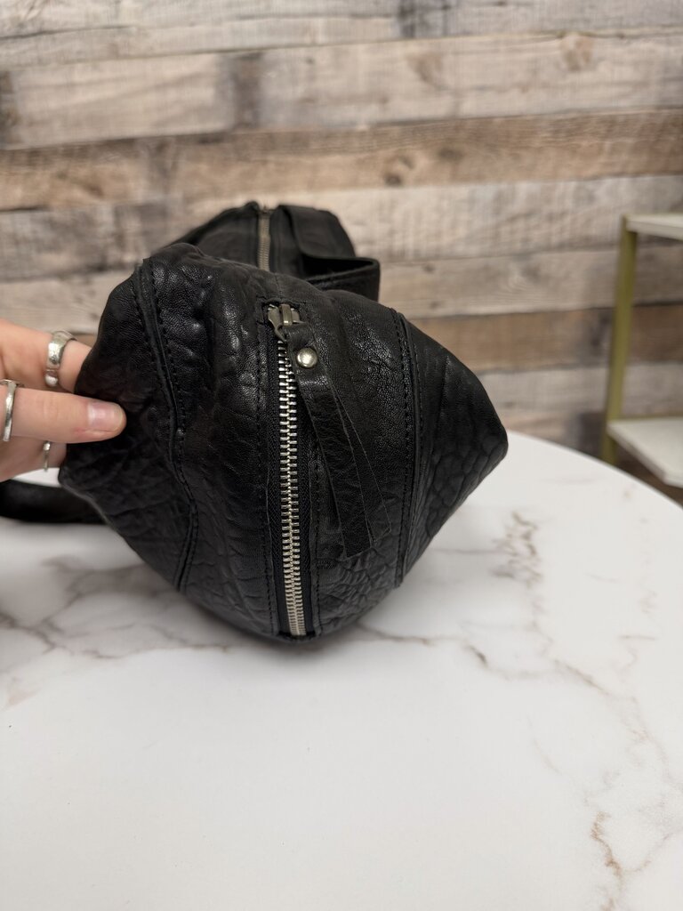 Latico Callie Black Pebbled Leather Sling Crossbody