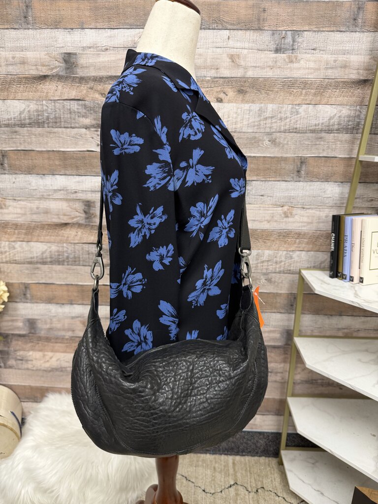 Latico Callie Black Pebbled Leather Sling Crossbody