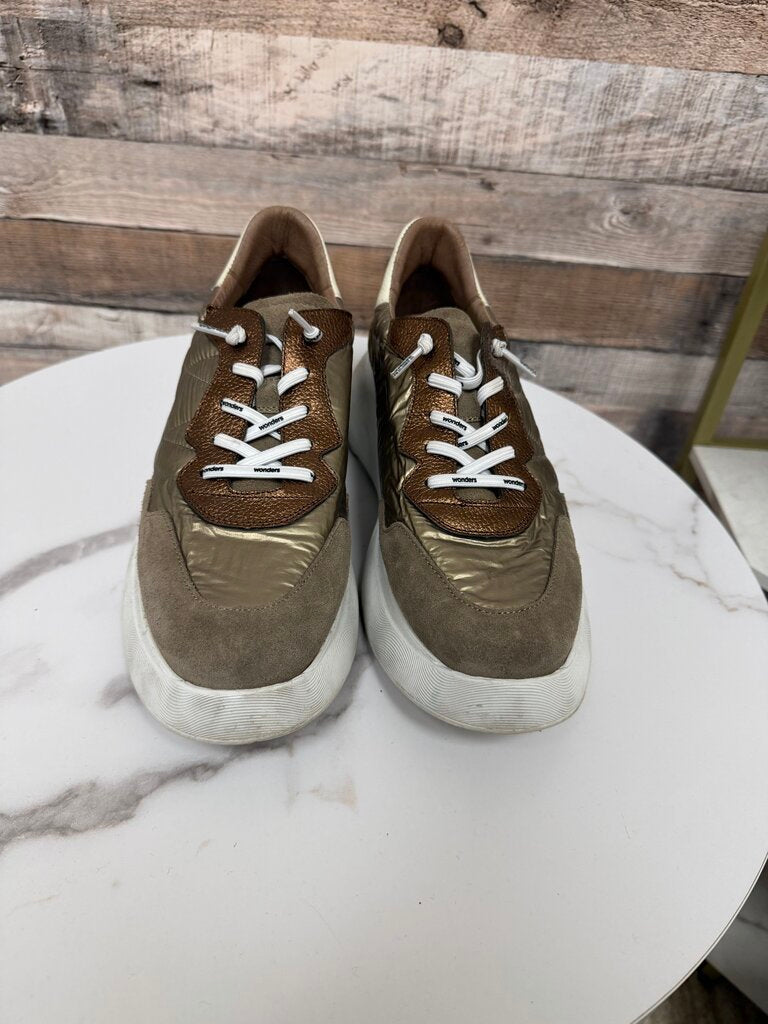 Wonders Bronze & Animal Print Platform Sneakers