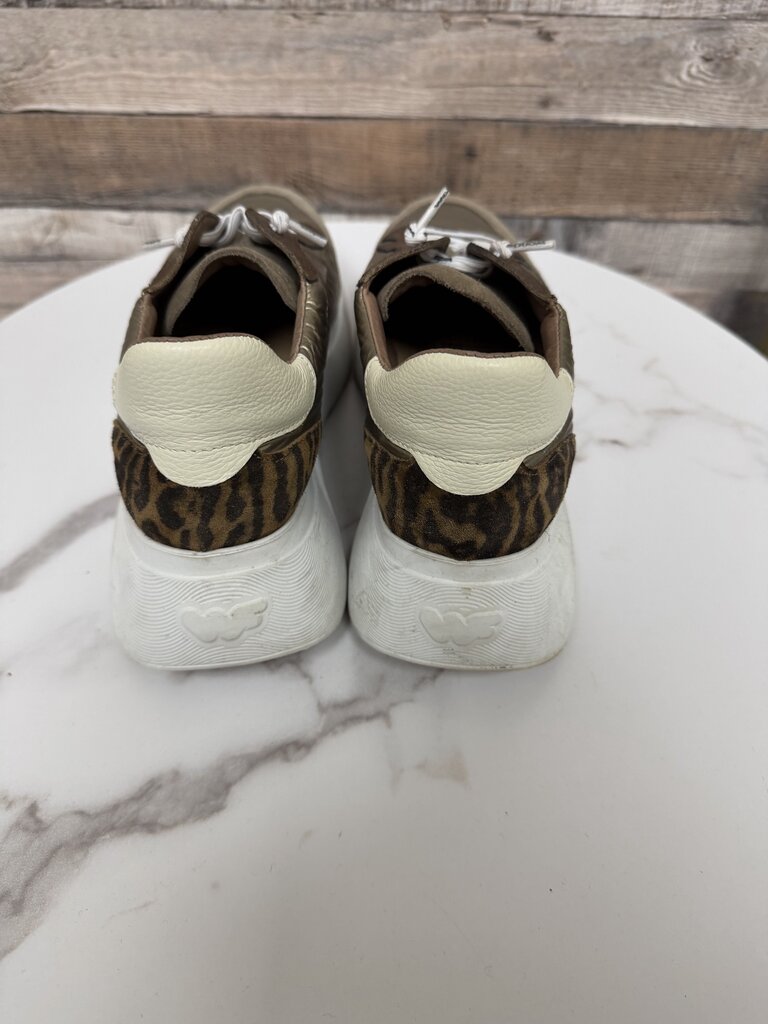Wonders Bronze & Animal Print Platform Sneakers