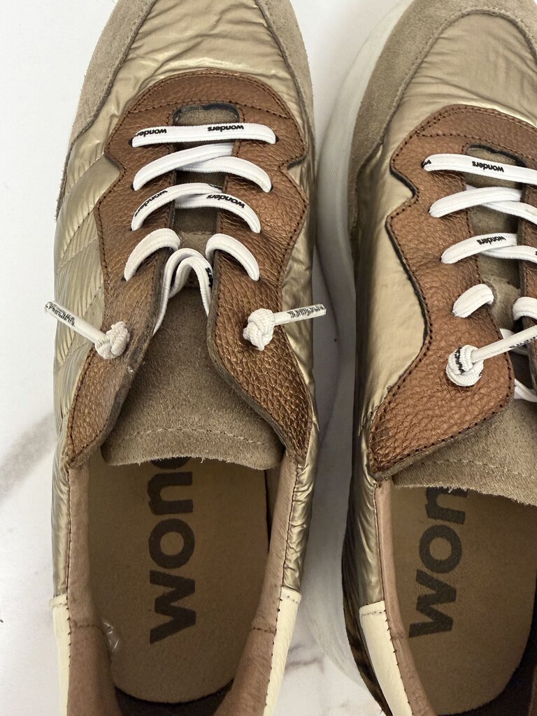 Wonders Bronze & Animal Print Platform Sneakers