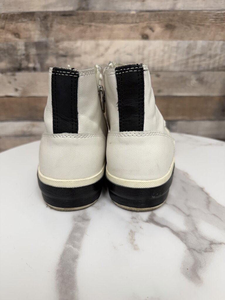 Dolce Vita White & Tan Side Zip High-Top Sneakers
