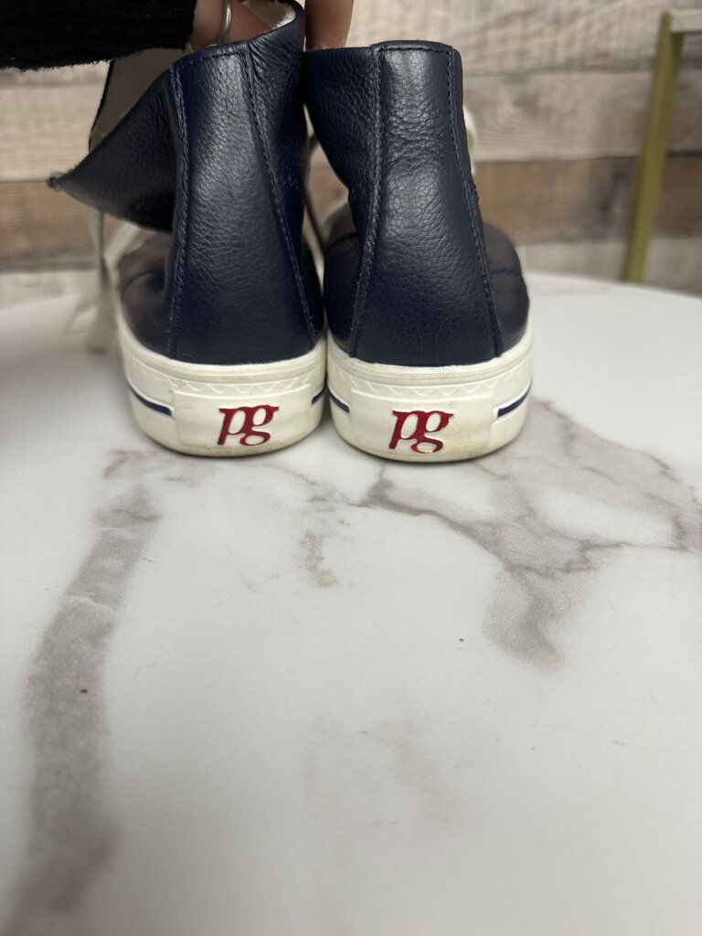 Paul Green Navy Blue Leather High-Top Sneakers