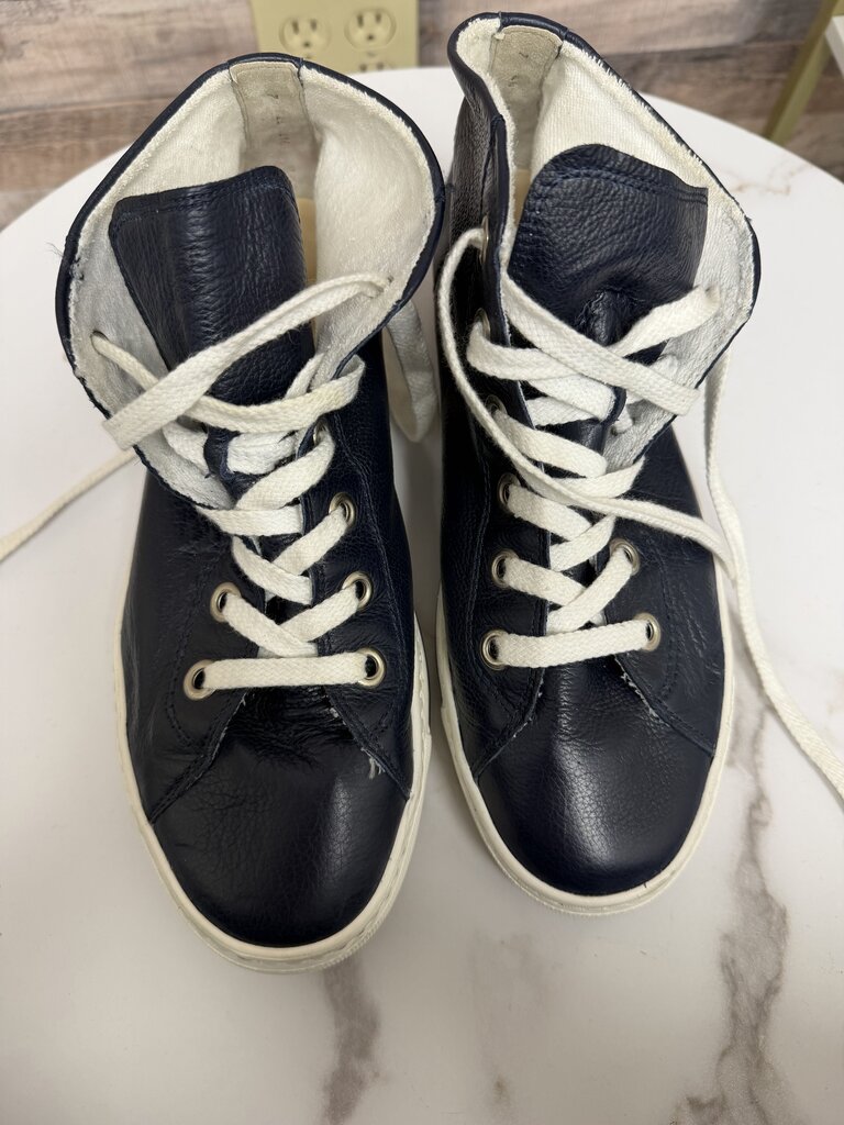 Paul Green Navy Blue Leather High-Top Sneakers