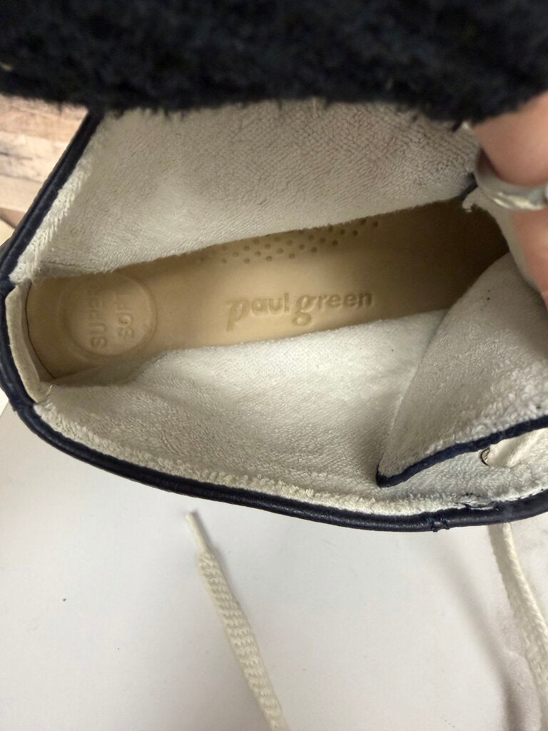 Paul Green Navy Blue Leather High-Top Sneakers