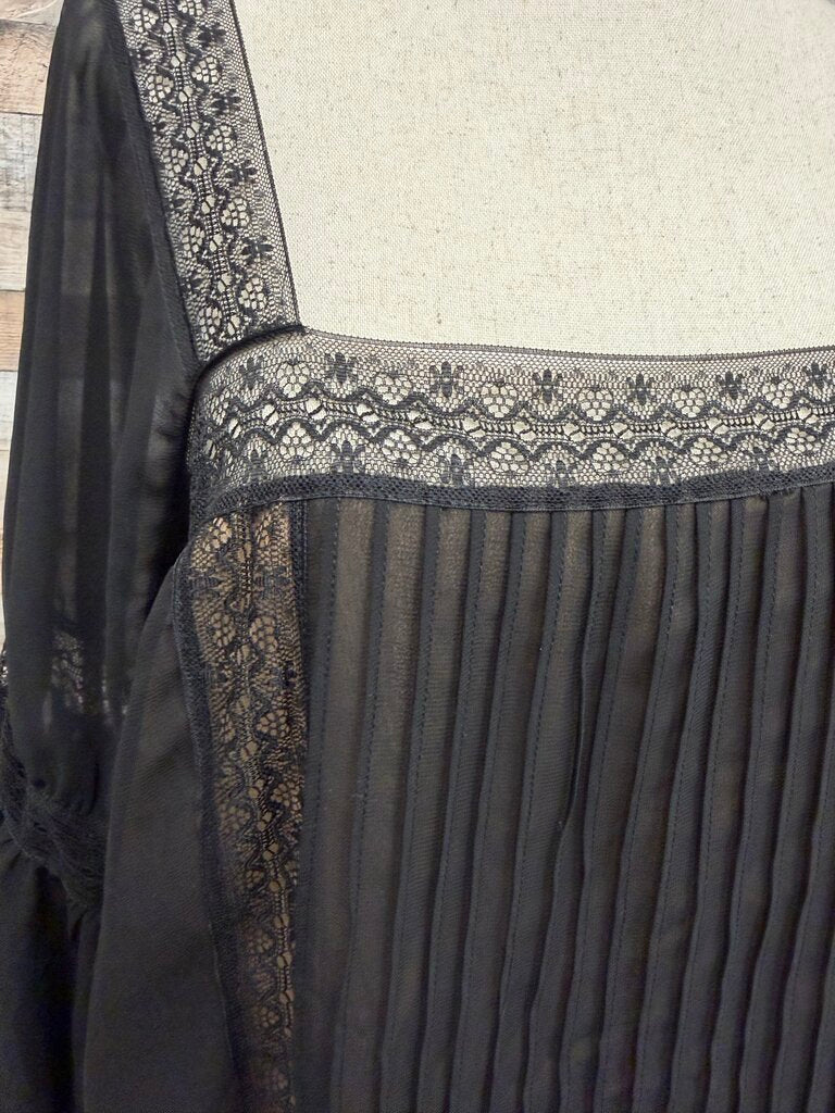 Max Studio Petite Black Sheer Blouse