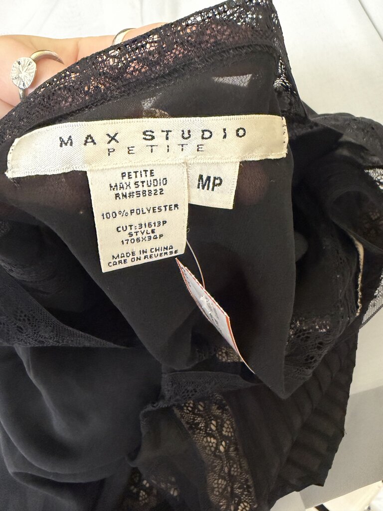 Max Studio Petite Black Sheer Blouse