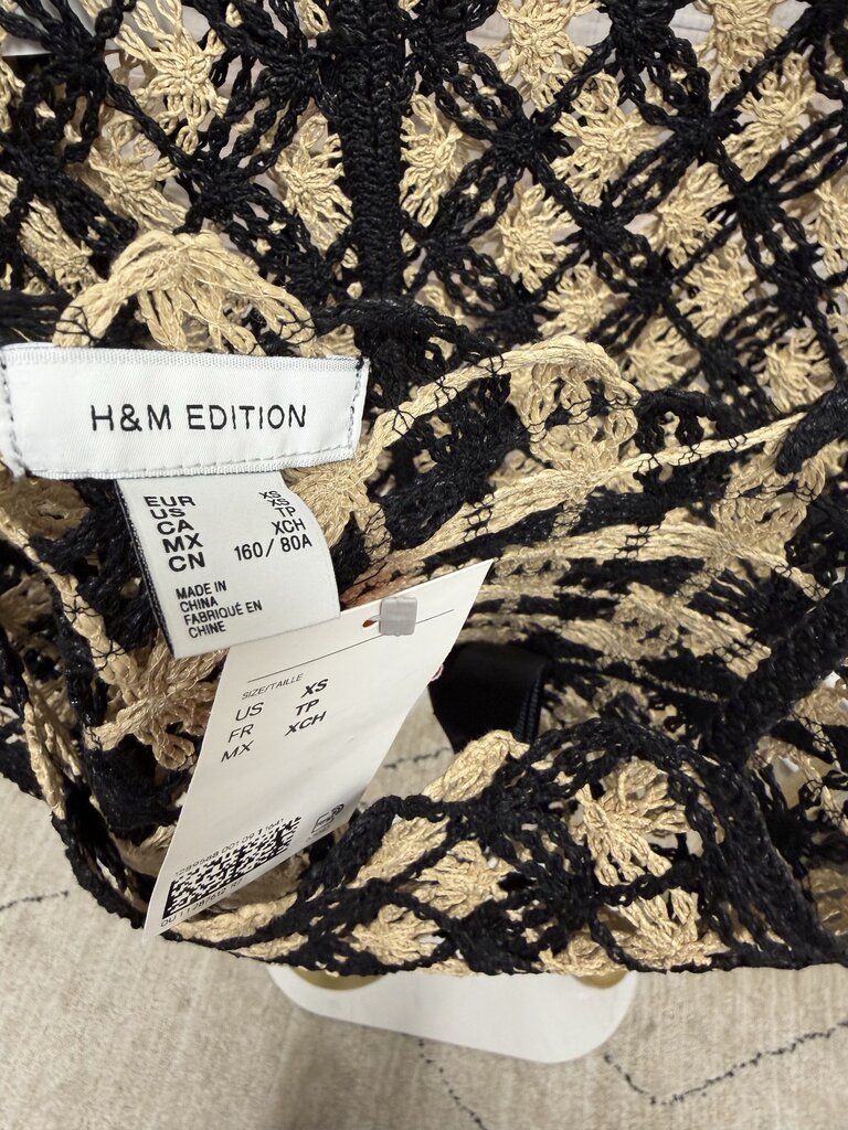 H&M Edition NWT Crochet-look black and beige skirt/top set