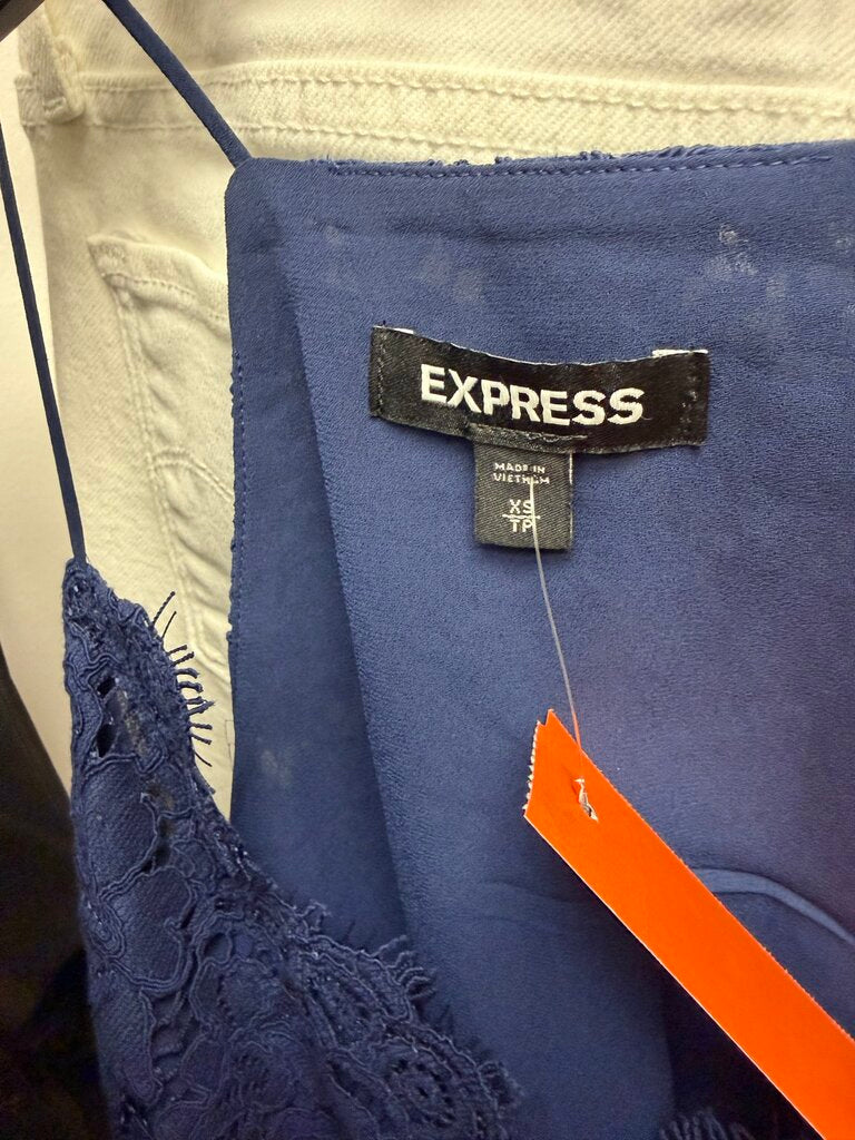 Express Navy Blue Lace Halter Peplum Top