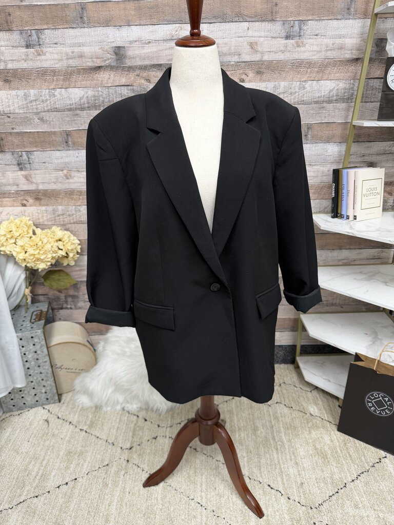 Open Edit Black Open Front Blazer XL